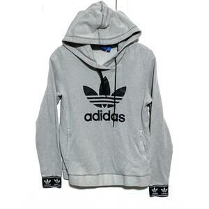 Adidas Hoodie Pullover Womens M Sleeve Cuff Logo Spell Out Athleisure Sporty Y2K